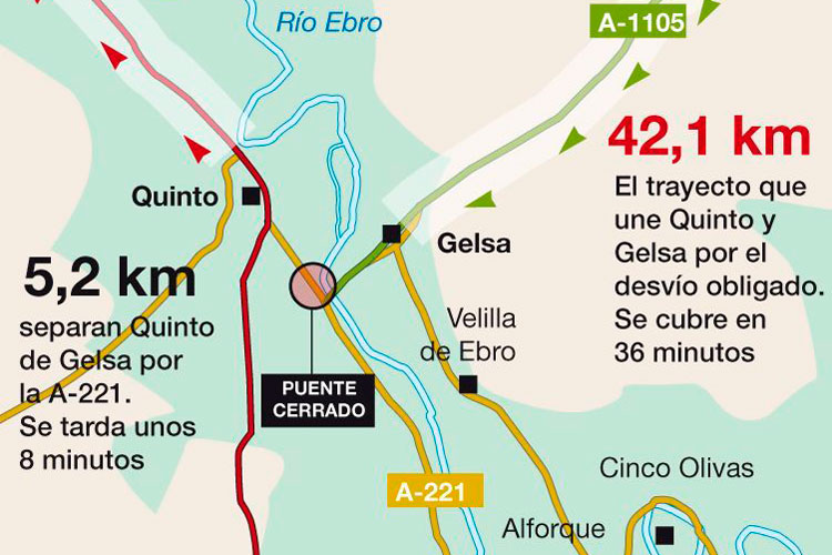 El puente sobre la vía del tren vuelve a partir la comarca en dos
