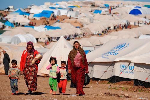 Foto de archivo de refugiados sirios