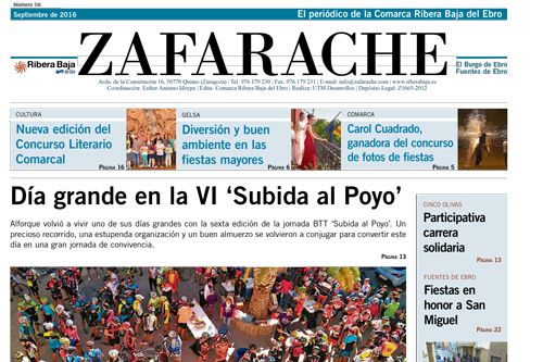Portada de Zafarache mes de septiembre de 2016