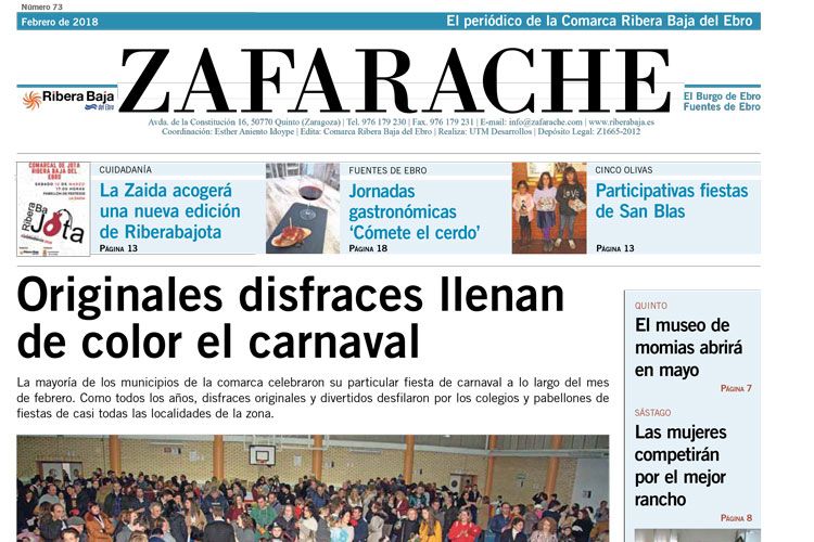 Portada Zafarache mes de febrero 2018