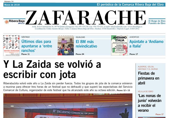Portada zafarache 74