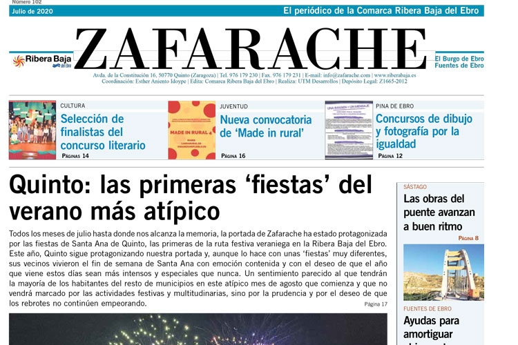 Portada mes de julio 2020 de zafarache