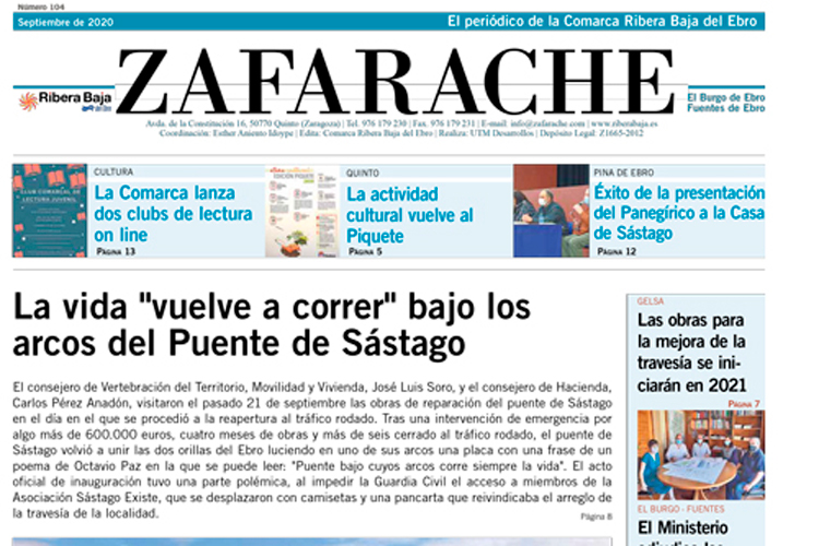 Portada zafarache septiembre 2020