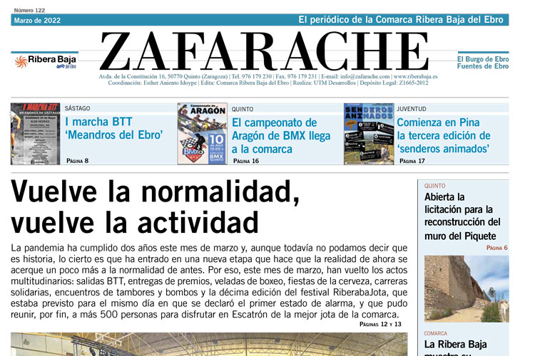 Portada Zafarache mes de marzo de 2022
