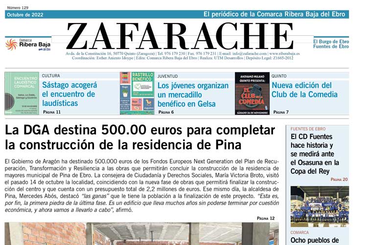 Portada Zafarache mes de octubre de 2022