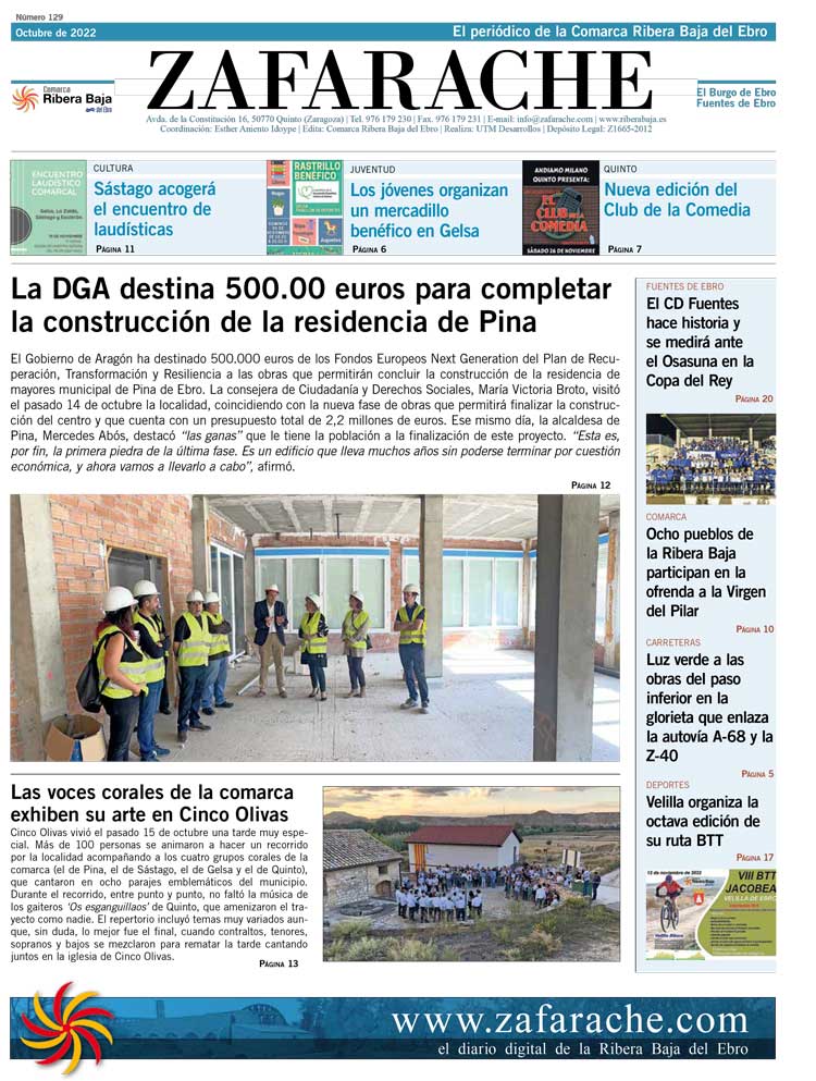 Portada Zafarache mes de octubre de 2022