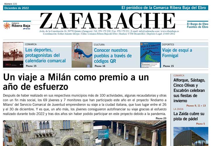 Portada Zafarache mes de enero 2023