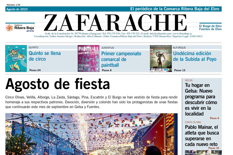 Portada Zafarache mes de agosto