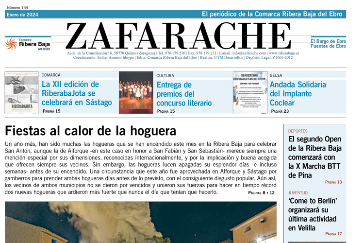 Portada Zafarache mes de enero 2024