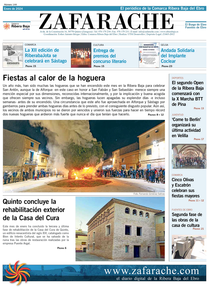 Portada Zafarache mes de enero 2024