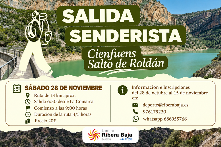El Servicio Comarcal de Deportes organiza una salida senderista al desfiladero de Cienfuens y el Salto de Roldán
