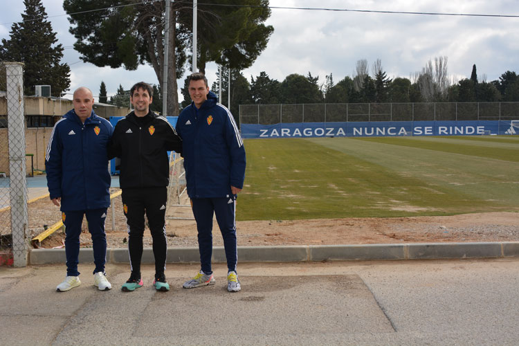 Marcos Torrecilla con Iván Peralta y José Luís Mansilla en la Ciudad Deportiva del Real Zaragoza
