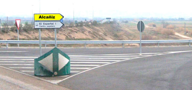 Salida del enlace El Burgo de Ebro Este hacia El Espartal I-Centro Papelero
