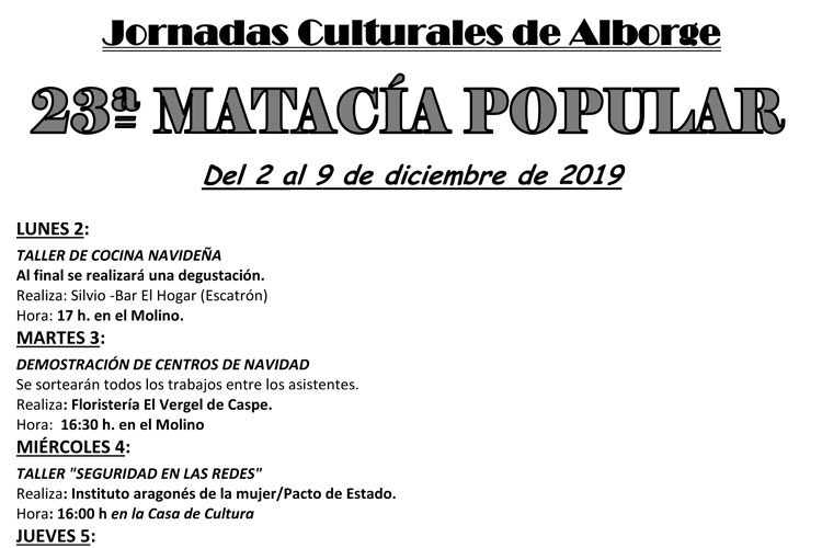 Programa matacía Alborge 2019