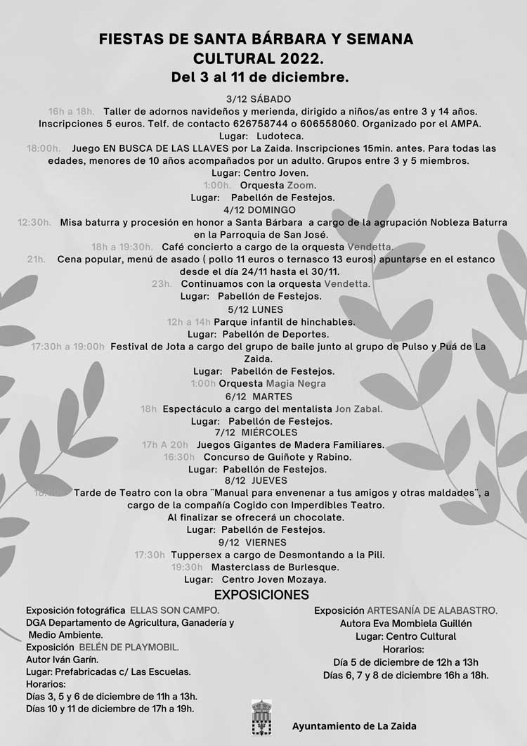 Programa La Zaida Santa Bárbara