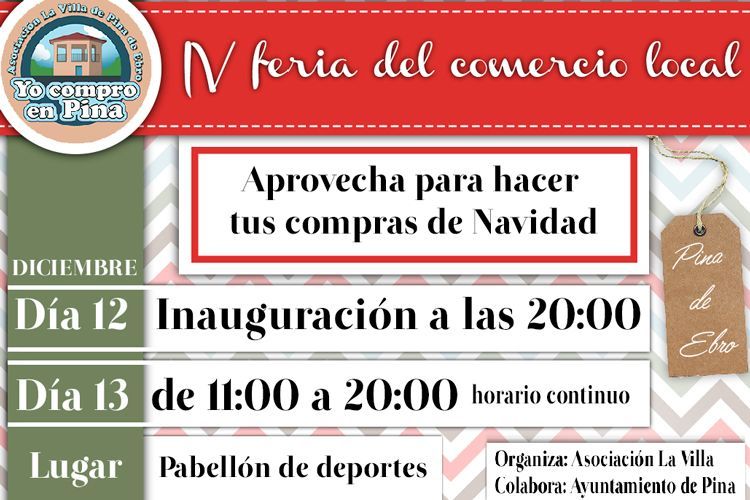 Cartel de la feria de comercio local de Pina