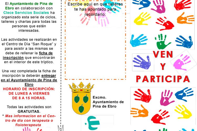 Programa de actividades centro de día Pina de Ebro