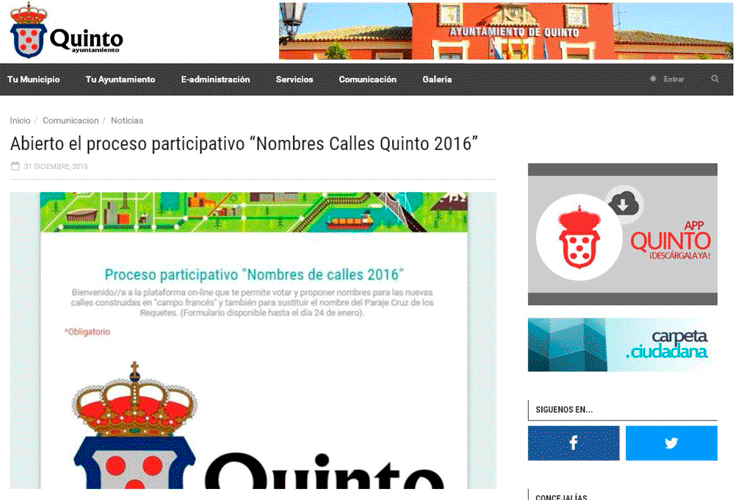Imagen del nuevo portal web de Quinto