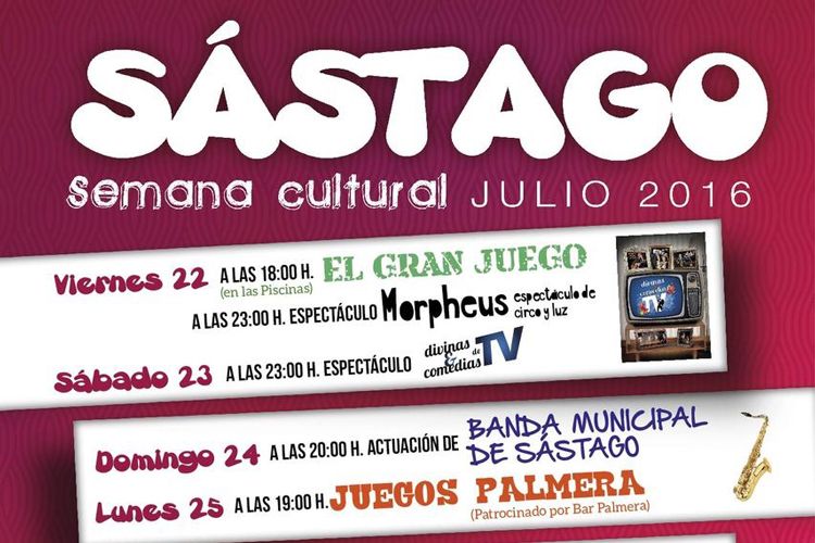 Cartel Semana cultural Sástago 2016